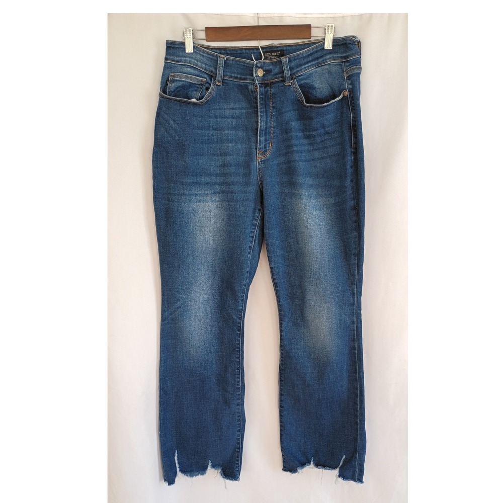 Judy Blue Womens High Rise Raw Hem Bootcut Jeans Medium Wash 16W